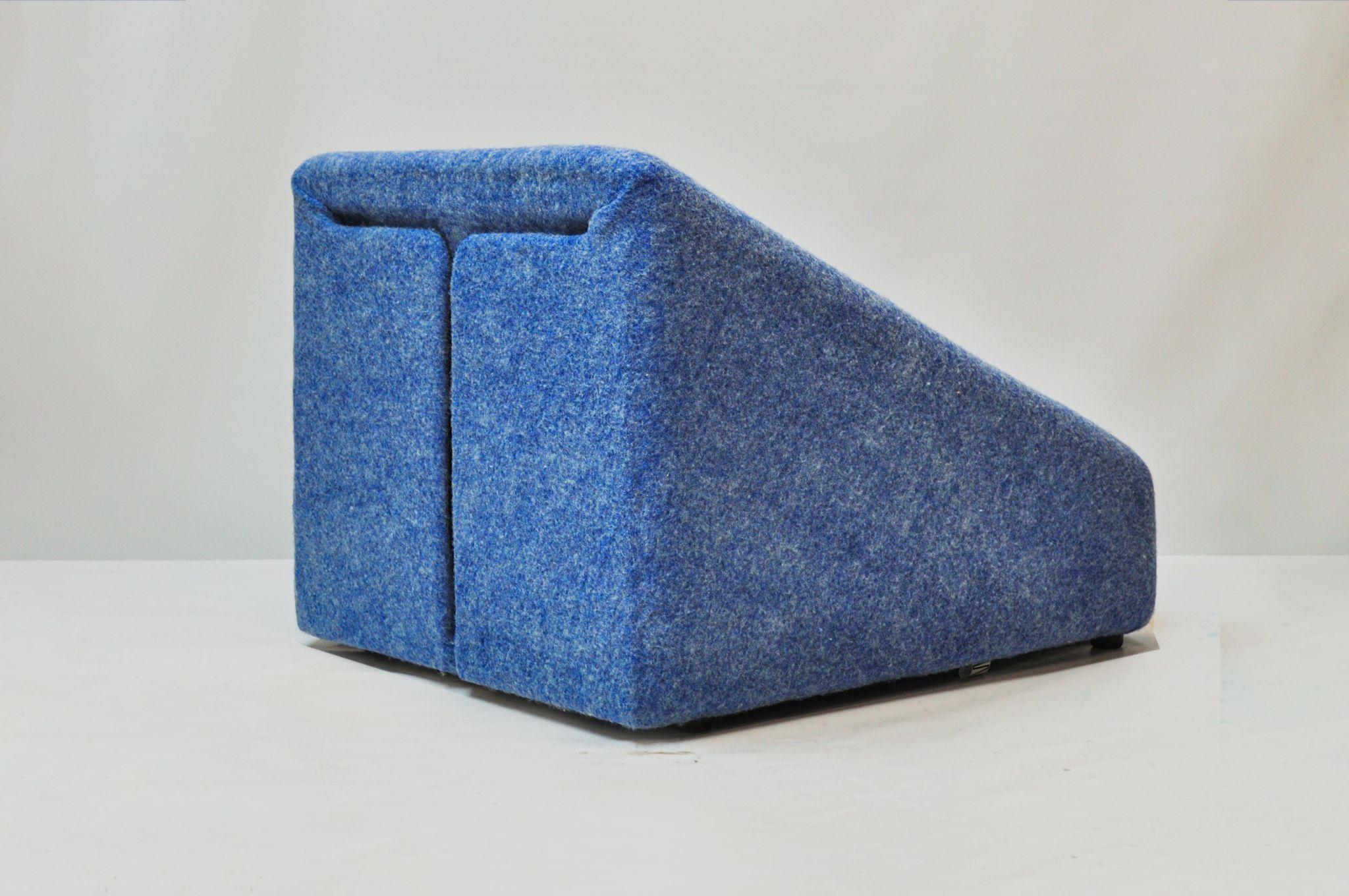 Back view of the blue ādara® Felt chair by Roger Haan