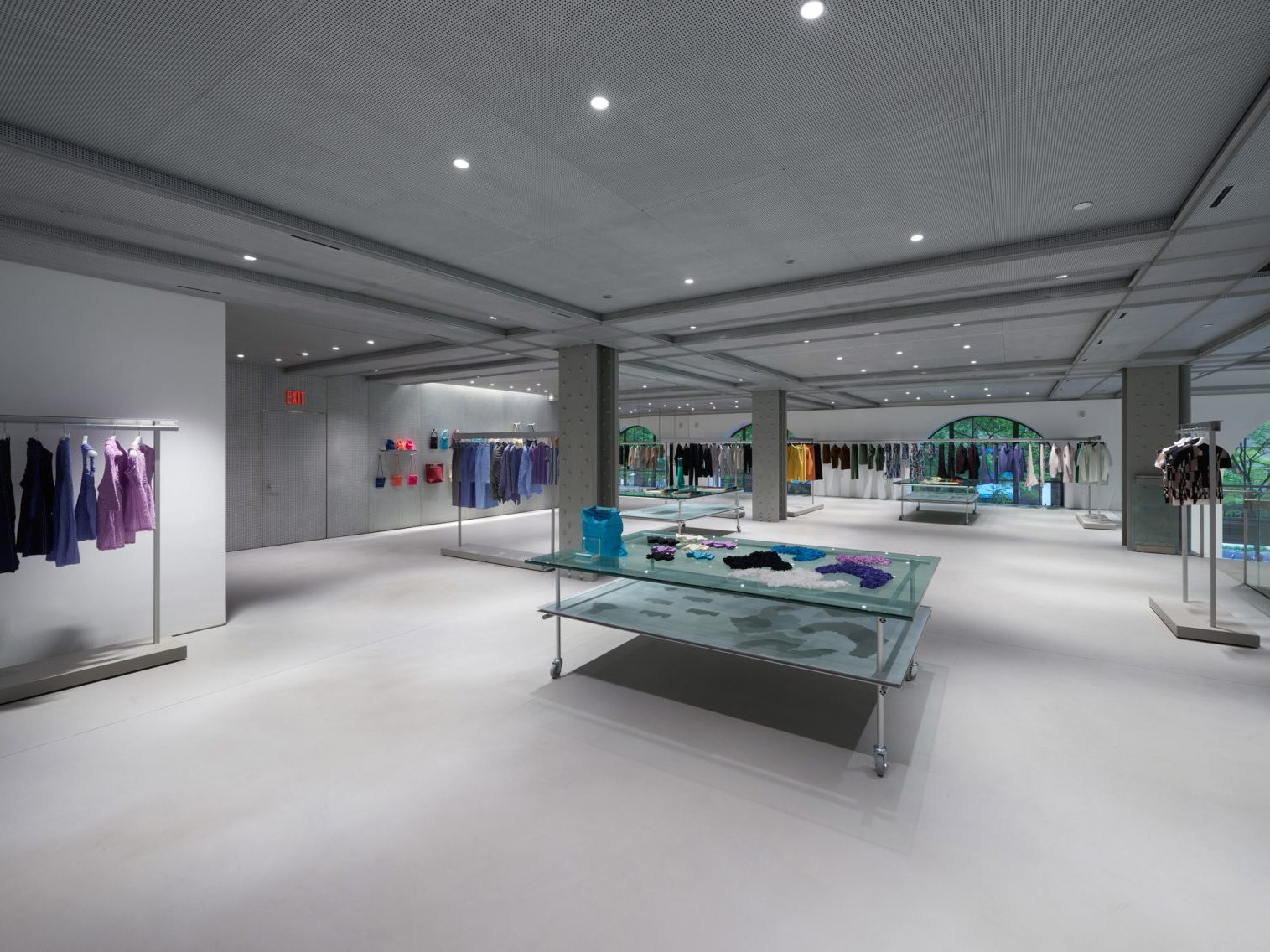 Concrete interior of the Issey Miyake store